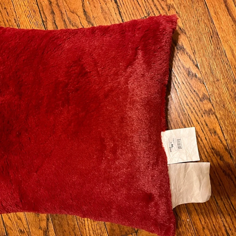Cozy Red Faux Fur Holiday Pillow